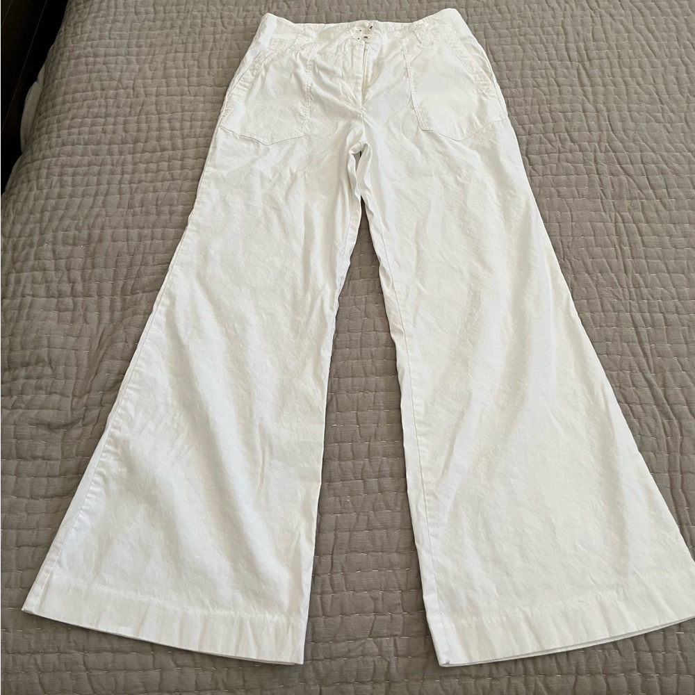 Maeve Anthropologie White wide leg pants Size 12